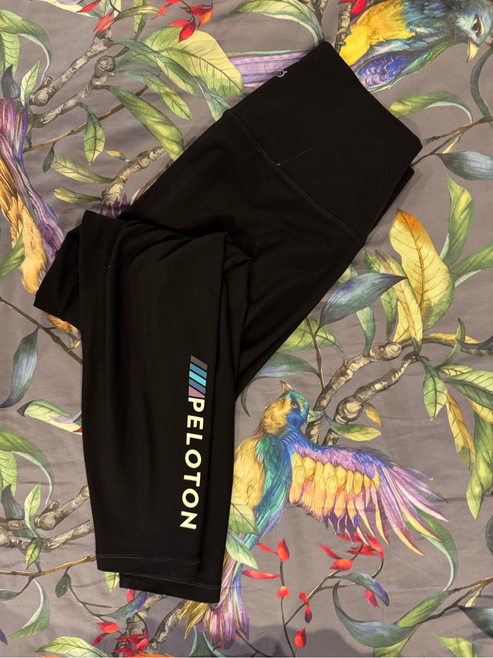 Peloton Cadent Black Leggings with Multicolor Logo Stripe